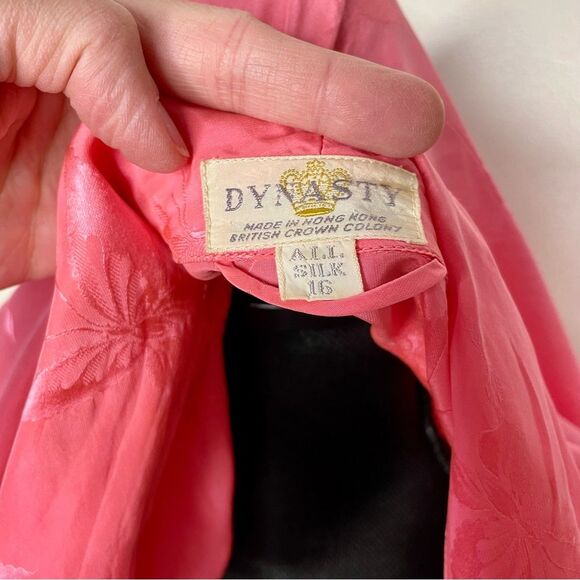 Dynasty Robe Vintage Silk Butterfly Pattern Belt Vtg Pink Size Small Medium - Picture 9 of 16